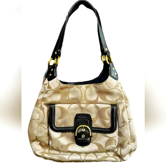 Coach Handbag/Purse -  Campbell F24742 In Signature Khaki/Mahogan - Picture 1 of 14